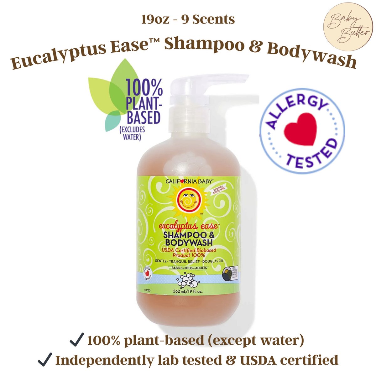 Eucalyptus Ease™ Shampoo &amp; Bodywash 19oz🧴🧼- California Baby